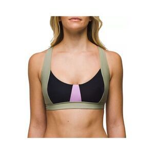 PrAna Tulum Swim Top Colorblock Halter Crisscross Back NWT Size L